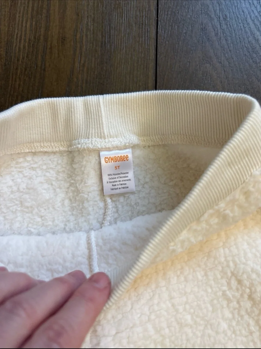 Gymboree Cream Sherpa Joggers with Bear Face Knees